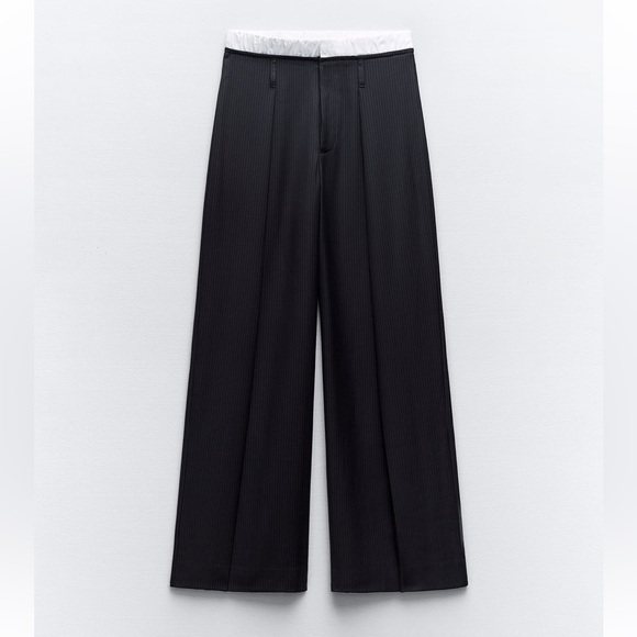 Zara Wide Leg Pin Stripe Pants - Picture 1 of 3